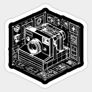 old camera wireframes design Sticker